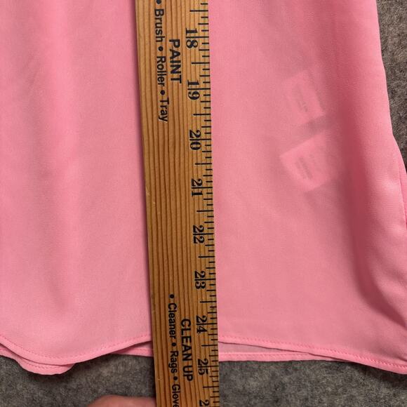 Lilly Pulitzer Blouse Womens Size Medium Pink Ruffle Bell Sleeve Button V Neck - Picture 9 of 10